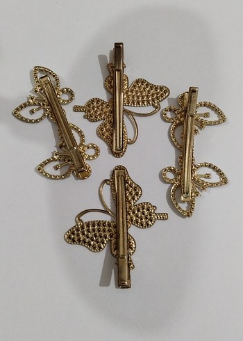 Işıltılı Altın Renk Kelebek Saç Tokası Seti - Görsel 5