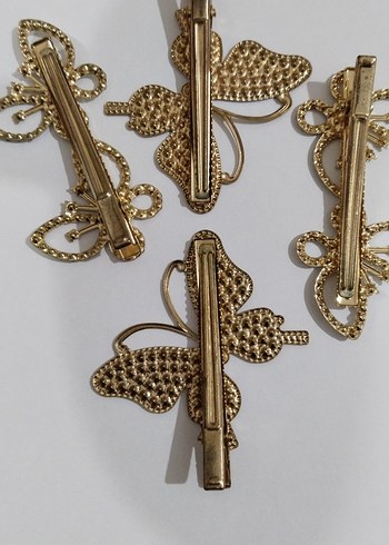 Işıltılı Altın Renk Kelebek Saç Tokası Seti - Görsel 6