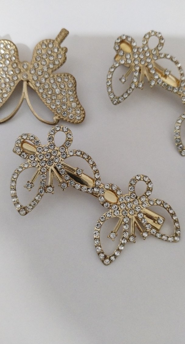 Işıltılı Altın Renk Kelebek Saç Tokası Seti - Görsel 4