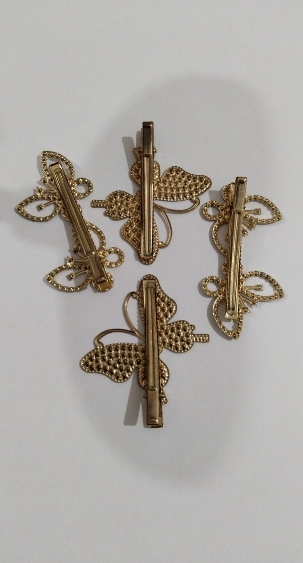 Işıltılı Altın Renk Kelebek Saç Tokası Seti - Görsel 5