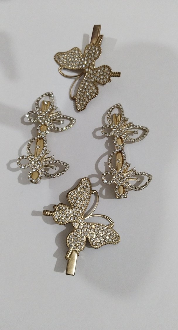 Işıltılı Altın Renk Kelebek Saç Tokası Seti - Görsel 2