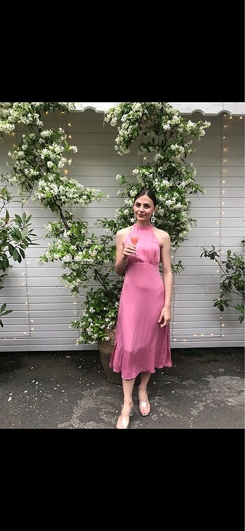 Zara Zara Sedefli Pembe Elbise