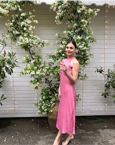 xs Beden Zara Sedefli Pembe Elbise
