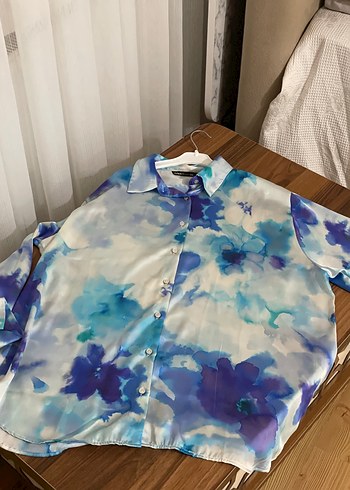 Defacto Mavi Batik Desenli Kadın Gömlek