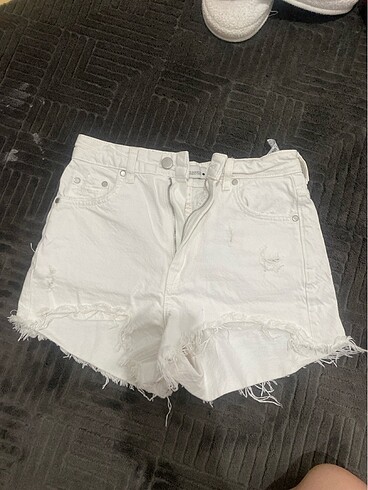 Zara beyaz yüksek bel denim şort