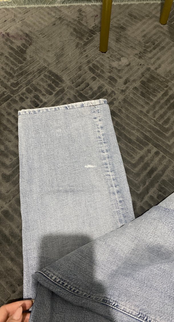 Gri Düğmeli Bol Kesim Kadın Kot Pantolon - Görsel 4