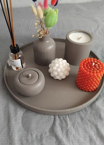 Beyaz Seramik Mumluk ve Dekoratif Set - Görsel 4