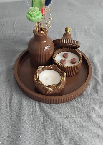 Beyaz Seramik Mumluk ve Dekoratif Set - Görsel 13