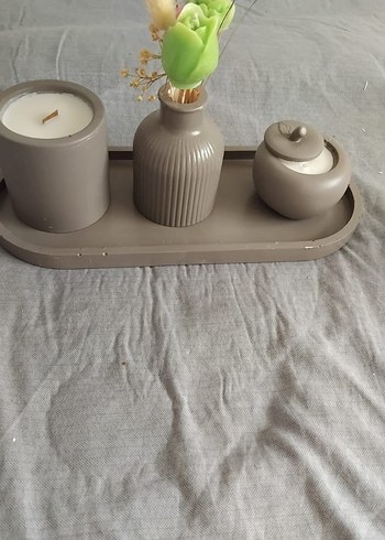 Beyaz Seramik Mumluk ve Dekoratif Set - Görsel 9