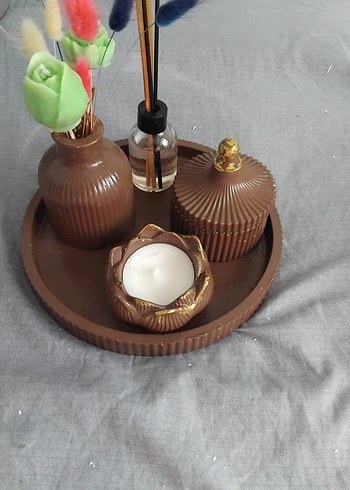 Beyaz Seramik Mumluk ve Dekoratif Set - Görsel 16