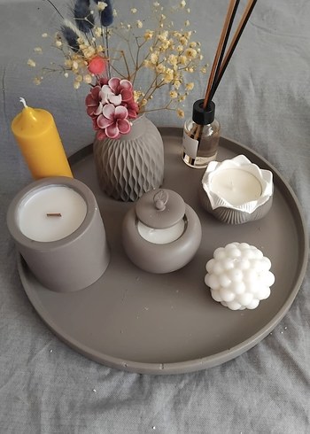 Beyaz Seramik Mumluk ve Dekoratif Set - Görsel 20