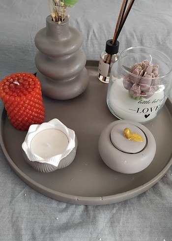 Beyaz Seramik Mumluk ve Dekoratif Set - Görsel 15