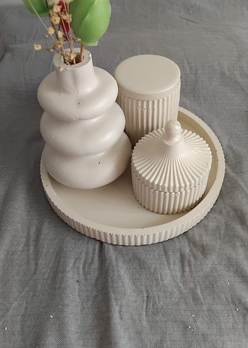 Beyaz Seramik Mumluk ve Dekoratif Set - Görsel 10