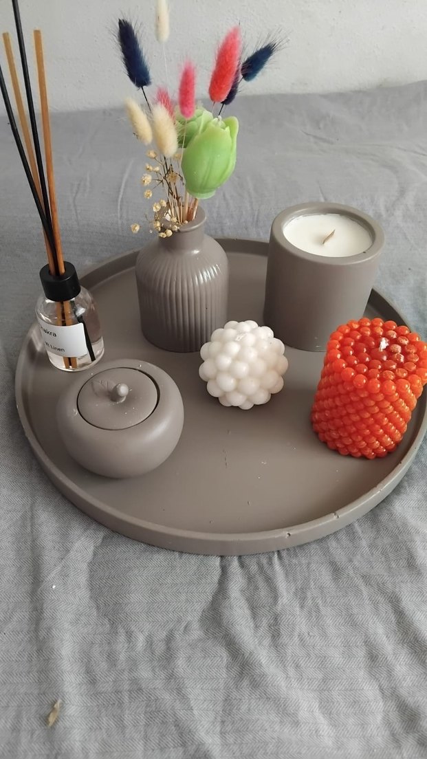 Beyaz Seramik Mumluk ve Dekoratif Set - Görsel 4