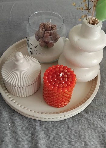 Gri Seramik Mum ve Dekoratif Set - Görsel 14