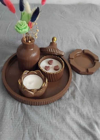 Gri Seramik Mum ve Dekoratif Set - Görsel 11