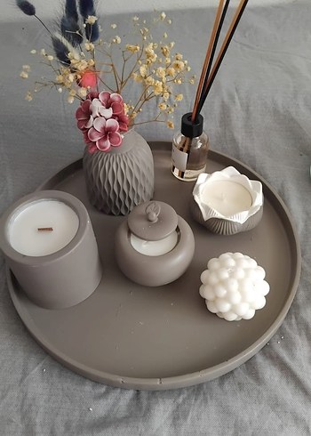 Gri Seramik Mum ve Dekoratif Set - Görsel 16
