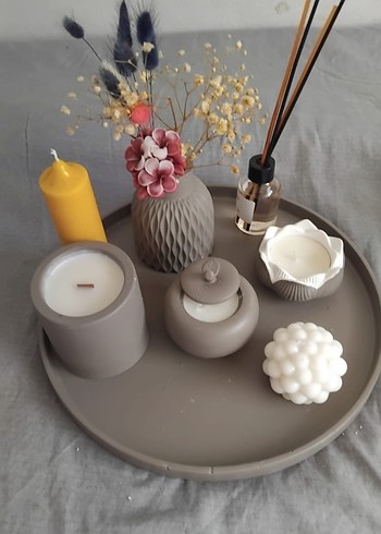 Gri Seramik Mum ve Dekoratif Set - Görsel 20