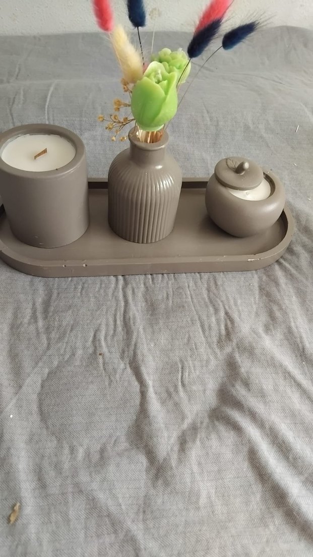 Gri Seramik Mum ve Dekoratif Set - Görsel 5