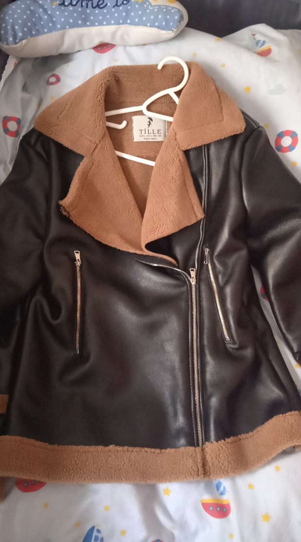 kahverengi Kürklü Deri Kadın Ceket - Görsel 3