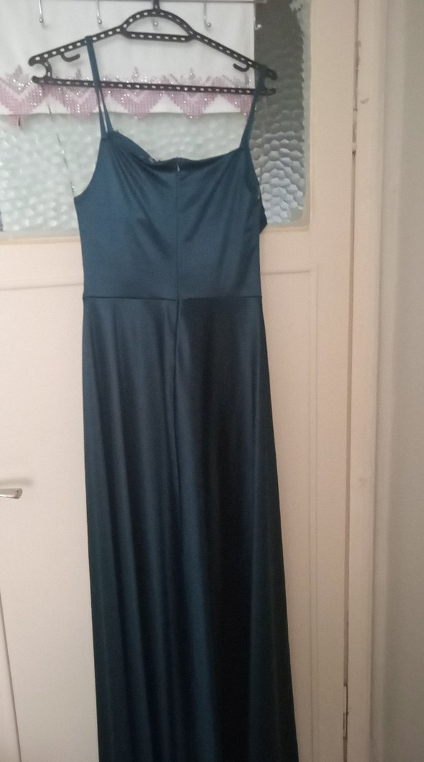 Drapeli yeşil Uzun Abiye Elbise - Görsel 4