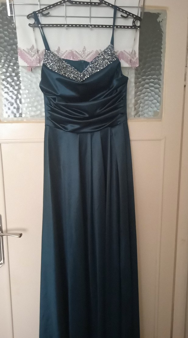 Drapeli yeşil Uzun Abiye Elbise - Görsel 2