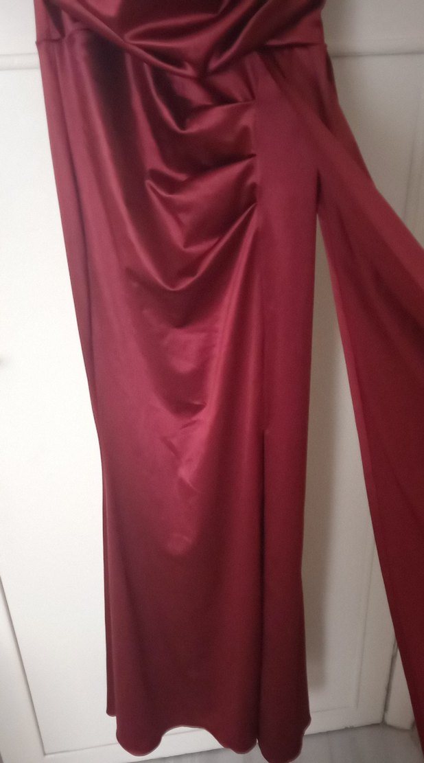 Bordo Drapeli Uzun Abiye Elbise - Görsel 3