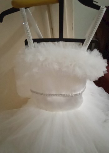 Beyaz Fırfırlı  Kız Çocuk Elbisesi - Görsel 5