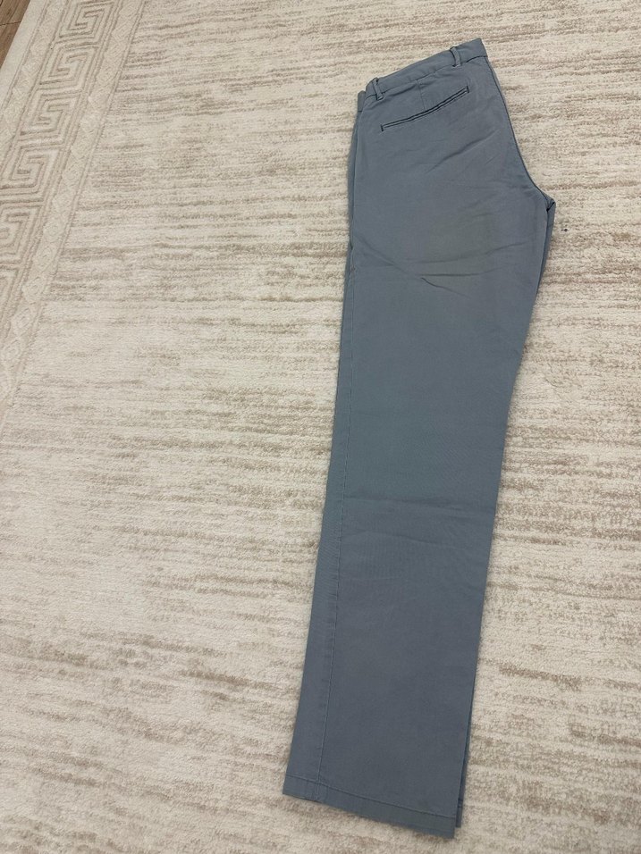 buz mavi Regular Fit Keten Pantolon - Görsel 3