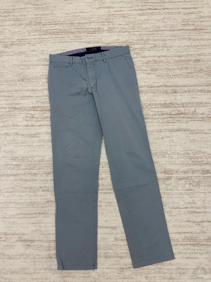 buz mavi Regular Fit Keten Pantolon - Görsel 2