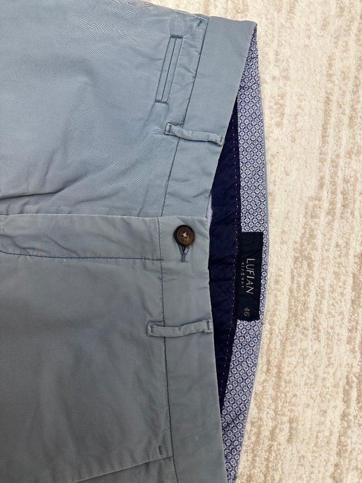 buz mavi Regular Fit Keten Pantolon - Görsel 5