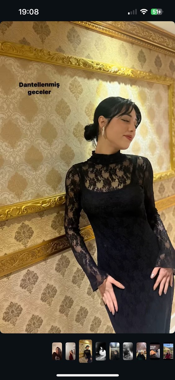 Uzun Siyah Gotik Kadın Elbise - Görsel 2