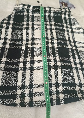 Kadın Ekoseli Mini Etek Beyaz Gri - Görsel 3