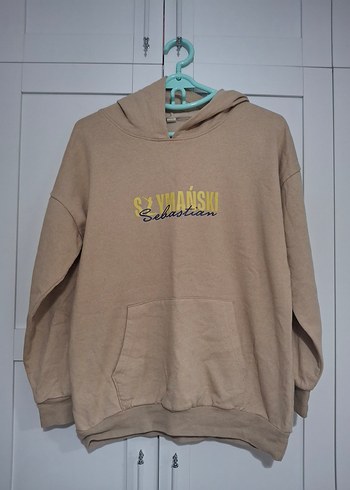 Bej Kapüşonlu Kadın Sweatshirt - Görsel 2
