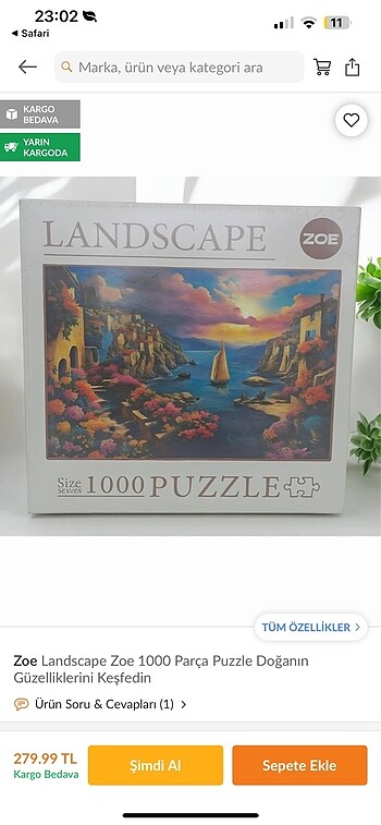 Beden Renk 1000 parça puzzle