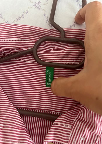Benetton Pastel Pembe Pamuklu Uzun Kollu Kadın Gömlek