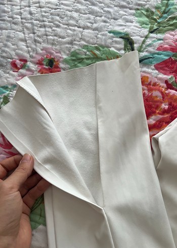 Diğer Kadın Beyaz Kumaş Pantolon, Yırtmaçlı, Uzun