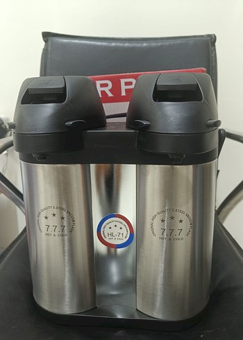 Gri Çift Bölmeli Çelik Termos HL-71 - Görsel 2
