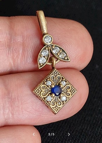 Safir taşlı el işçiliği vintage kolye ucu - Görsel 3