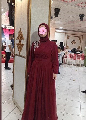 Bordo tesettür abiye 