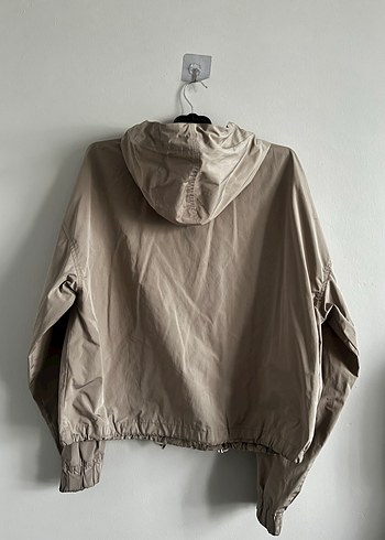 Bej Kapüşonlu Midi Kadın Yağmurluk - Görsel 2