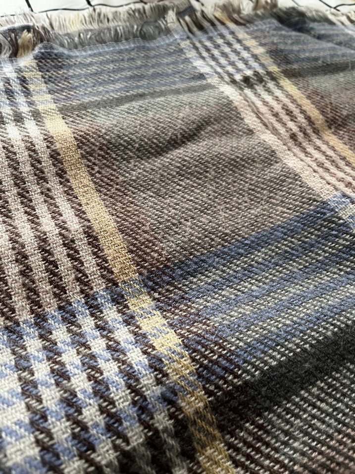 Kahverengi Gri Ekose Desenli Şal/Atkı Uzun - Görsel 5