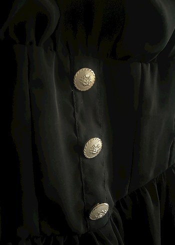 Siyah Mini Goth Elbise Düğmeli - Görsel 10