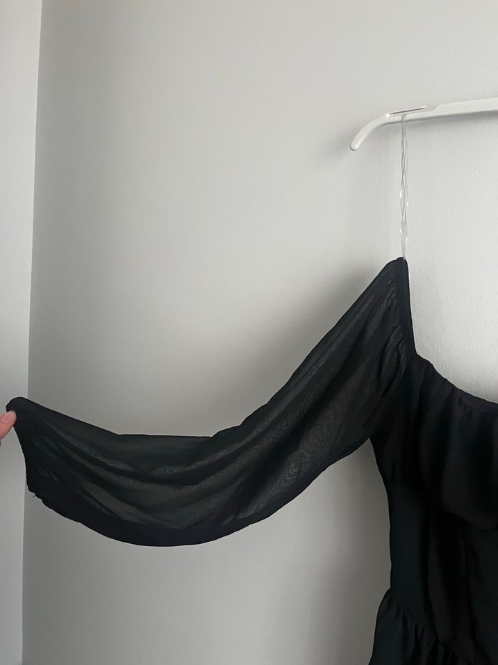 Siyah Mini Goth Elbise Düğmeli - Görsel 4