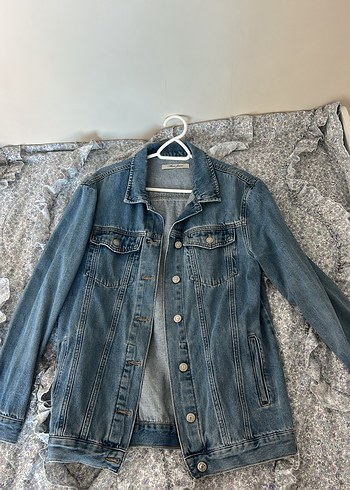 Gri Düğmeli Kadın Denim Ceket