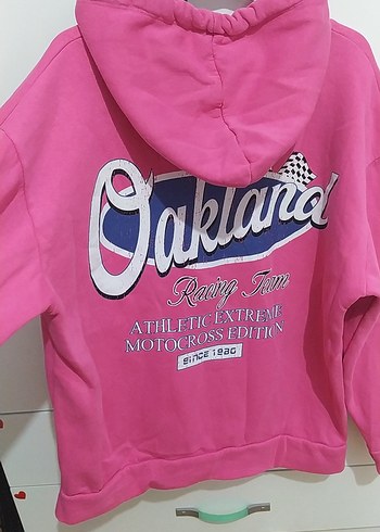 m Beden pembe Renk Pembe Kapüşonlu Spor Polarli Sweatshirt