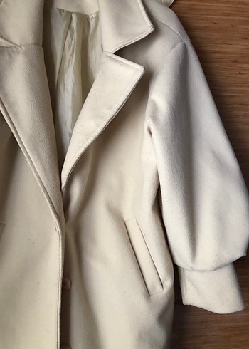 Bej Midi Kadın Palto, Düğmeli, Uzun Kollu - Görsel 4