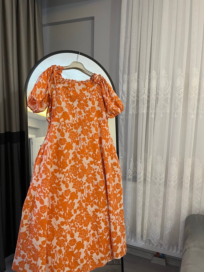 Turuncu Bohem Uzun Elbise - Görsel 4