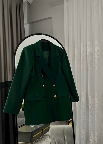 universal Beden Yeşil Düğmeli Kadın Blazer Ceket