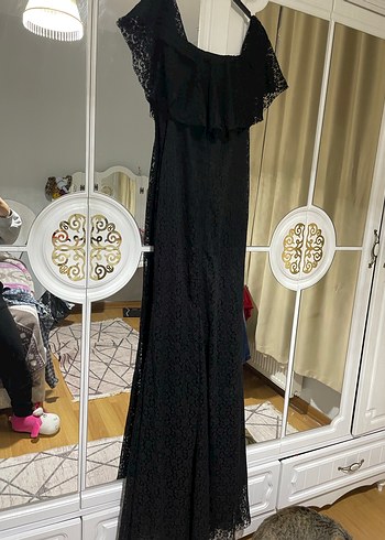 Diğer Siyah Nakışlı Uzun Gotik Elbise